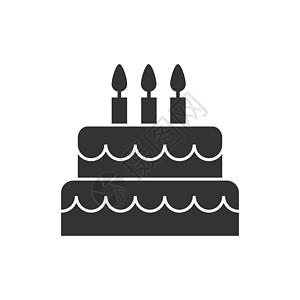 标志设计和装饰 o 的剪影生日蛋糕图标图片