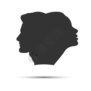 男性和女性头部的轮廓连接在一起 孤立无援图片