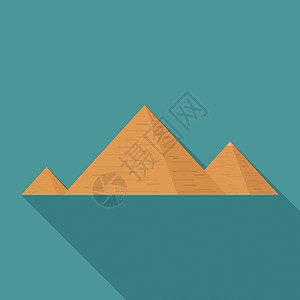 金字塔平长长的阴影设计 ico三角形石头考古学建筑学旅行艺术插图法老地标影子图片