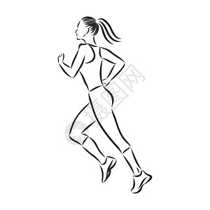 正在运行的女人矢量概念训练女孩娱乐艺术插图赛跑者运动线条竞赛活力图片