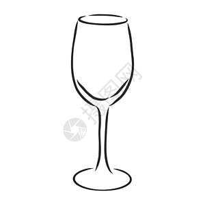 手绘空酒杯素描 雕刻风格 在白色背景上孤立的矢量图酒吧器皿饮料餐厅草图艺术咖啡店水晶杯子插图图片