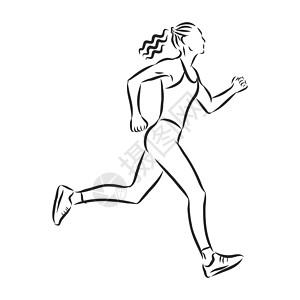 正在运行的女人矢量概念力量艺术女性速度行动运动装赛跑者运动墨水女孩图片