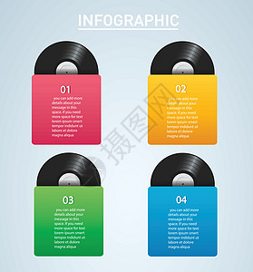 黑胶唱片与封面样机信息图表背景 vecto磁盘标签网络插图耳机配乐标识转盘海报派对图片