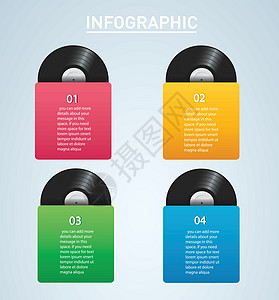 黑胶唱片与封面样机信息图表背景 vecto磁盘标签网络插图耳机配乐标识转盘海报派对背景图片