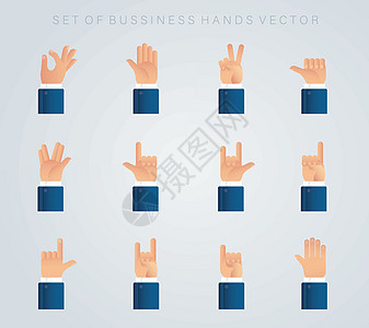 一组手图标矢量图 eps1插图拳头男人收藏展示手势手指职位拇指胜利图片
