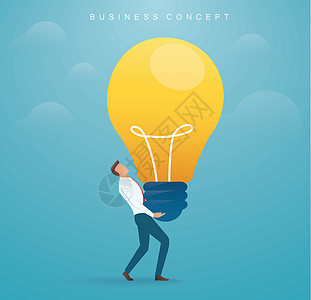 商务人士携带灯泡 创造性思维矢量图解 eps1 的概念战略商业数据团体成功创新商务技术合伙创造力图片