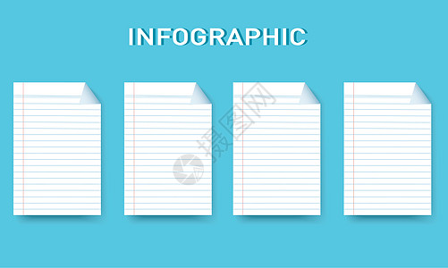 纸线方形信息图形矢量模板与 4 个选项 可用于网络图表演示图表报告分步信息图表 抽象背景按钮记事本文档空白内衬办公室日记插图床单图片