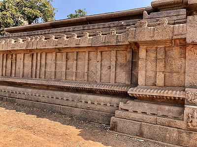 泰米尔北部的对称建筑艺术品地标旅行积木雕刻历史性晴天石头寺庙纪念碑图片