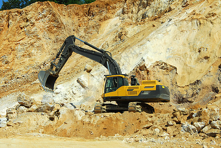黄色挖掘机 挖土机机械工作建筑工业矿业液压装载机地面车辆拖拉机图片