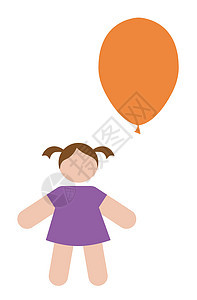 带气球的女孩婴儿涂鸦女性卡通片裙子绘画孩子艺术插图图片