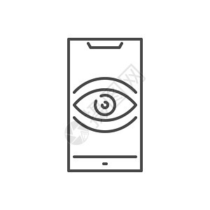 监控智能手机相关矢量细线图标药片手表屏幕互联网按钮眼睛安全展示控制电子图片