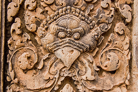 柬埔寨寺加鲁达监护人雕刻石头鸟类浮雕宗教高棉语寺庙水平雕塑上帝砂岩图片