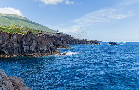 圣豪尔赫岛 葡萄牙环境农村悬崖岩石风景火山天空植被地质学蓝色图片