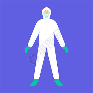 PPE 或危险品套装和防护面罩 以防止流行 MERS-CoV 武汉冠状病毒 2019-nCoV 流行病医疗健康风险载体插图图片