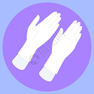 白色手手套 橡胶清洁或乳胶医用手套图标 vecto图片
