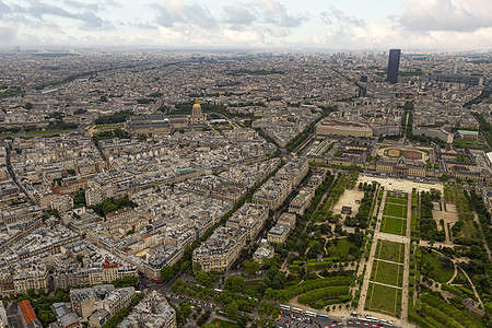 巴黎航空全景观仰望Eiffel塔前方的玻璃图片