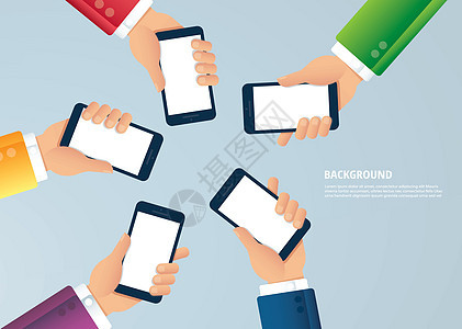 许多手拿着智能手机矢量图 EPS1商务白色网络会议药片界面触摸屏人士屏幕团体图片