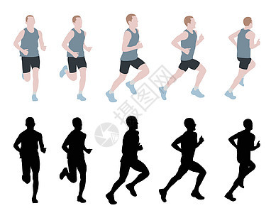 马拉松跑者插图竞赛优胜者剪影胜利短跑跑步者运动服男人纪律图片