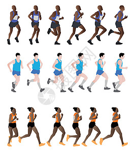 马拉松跑者身体收藏女孩男性跑步男人耐力活力竞赛插图图片
