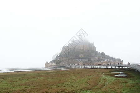 圣米歇尔山圣圣米歇尔景点名胜多云旅游国家全景地方历史下雨背景