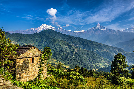 尼泊尔Pokhara附近的喜马拉雅山图片