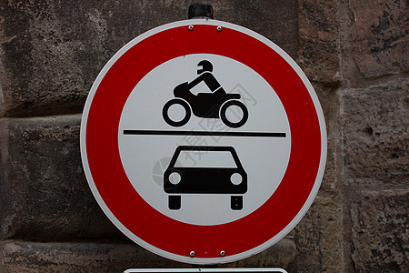 旧式交通标志 德国没有机动车辆汽车和摩托车车牌图片