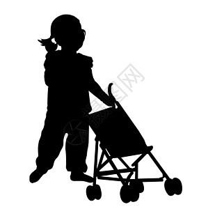 蹒跚学步玩婴儿车玩具 silhouett图片