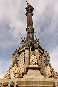 巴塞罗那港克里斯托弗哥伦布纪念碑天空旅行雕像纪念馆旅游雕塑纪念碑图片