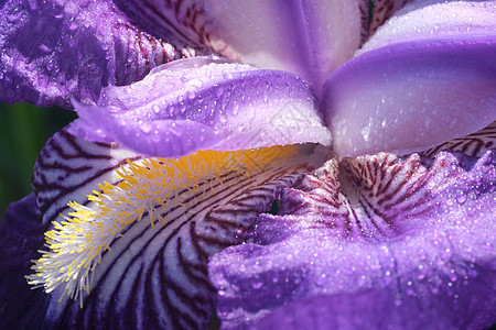 紫色的Iris花 靠近美丽的春光植物花园季节植物学蓝色鸢尾花植物群花瓣图片