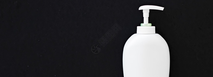 空白标签化妆品集装箱瓶 作为黑色底料产品仿制品塑料卫生平铺润肤浴室液体凝胶洗发水品牌护理图片