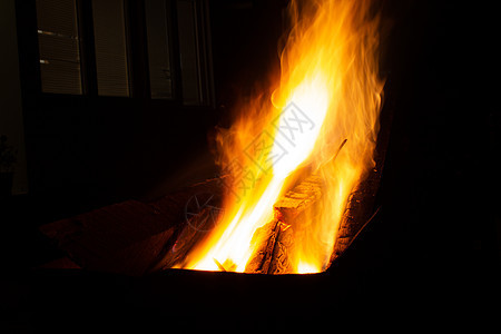 晚上 火在烤架上燃烧 明亮的木柴 夜晚的火焰木头壁炉营火蓝色燃料旅游危险烧伤闲暇活力图片