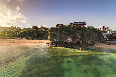 日出风景的清道神之南尼诺乌山顶神社文化海洋神道悬崖海岸神话海滩日落空间图片
