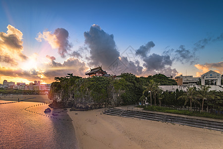 日出风景的清道神之南尼诺乌山顶海滩波谷海洋旅游空间神道海岸神话日落旅行图片