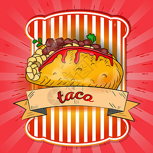 墨西哥菜 taco 的标签插图图片