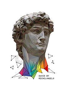 米开朗基罗用五颜六色的元素对大卫的抽象插图图片