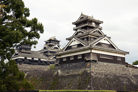 16 熊本城堡的景观 山顶花园江户灾难天空城市文化石头历史旅行场景图片