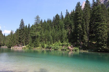 布雷湖踪迹顶峰森林砍伐木头绿化高山步道反射悬崖图片