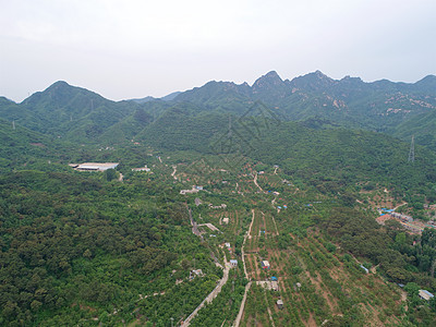 中国怀北绿山的空中景象旅游丘陵石头远足地平线鸟瞰图景观全景草地顶峰图片