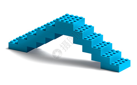 白色3D建桥三层建筑进步楼梯脚步塑料成功蓝色职业生长玩具图片