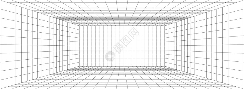 透视网格 3d 矢量图 模型投影模板 直线一点透视地平线绘画细胞等距白色房间插图工程学位马赛克背景图片