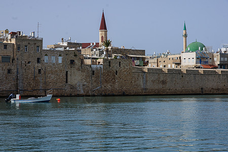 Acre海墙英亩历史性城市旅行港口堡垒石头地标尖塔建筑学图片