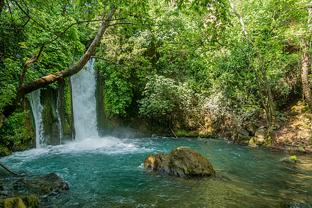 巴尼亚斯班尼亚斯瀑布瀑布小路流动绿洲人行道踪迹高地高度国家旅游图片