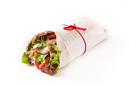 Doner kebab或沙司三明治蔬菜捐赠者香料陀螺仪小吃洋葱沙拉食物酸奶图片
