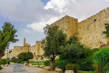 耶路撒冷旧城墙和大卫塔 耶路撒冷历史宗教石头长廊建筑学旅行地标堡垒旅游历史性图片
