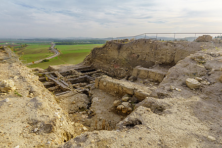 Tel Megiddo国家公园考古遗骸历史考古学爬坡历史性遗产废墟世界末日圣地古董旅游图片