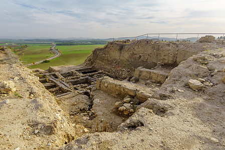 末日废墟Tel Megiddo国家公园考古遗骸历史考古学爬坡历史性遗产废墟世界末日圣地古董旅游背景