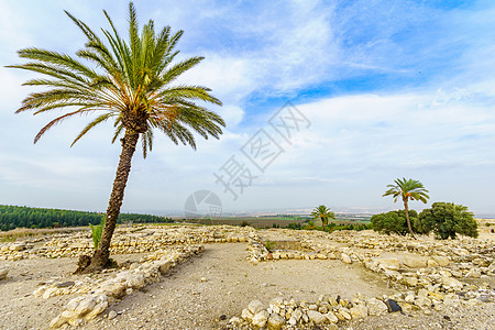 Tel Megiddo国家公园考古遗骸历史性世界末日历史国家城市废墟考古学遗产旅行棕榈图片