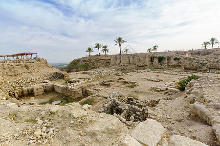 Tel Megiddo国家公园考古遗骸棕榈遗产考古学公园旅行历史圣经旅游历史性废墟图片