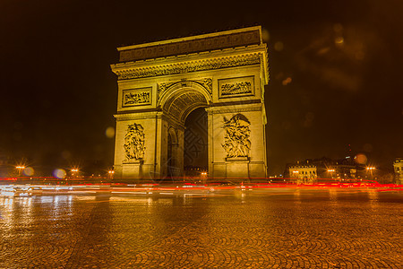 巴黎成功拱门照亮背景图片