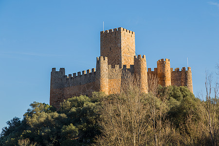 Almourol 城堡视图旅行远景旅游爬坡石头墙壁地标风景绿色堡垒图片